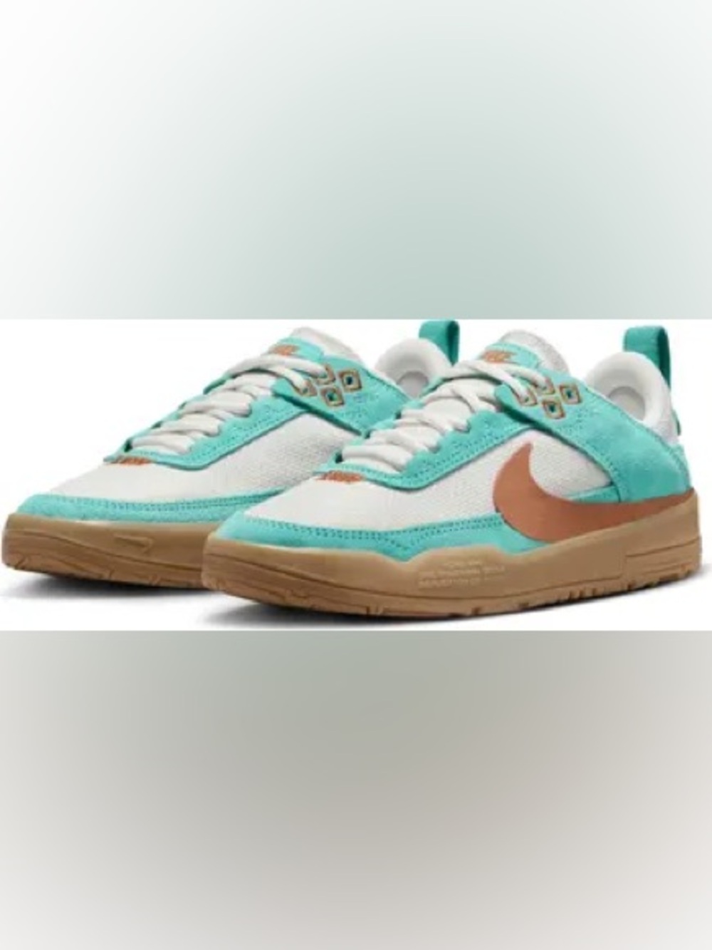 Nike SB Day One Kids Teal Suede & Brown Swoosh Low-Top Skate Sneakers